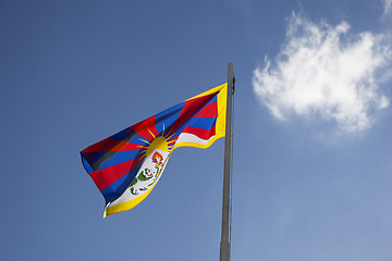 Image showing National flag of Tibet on a flagpole