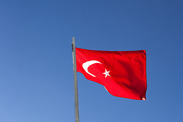 Image showing National flag of Turkey on a flagpole