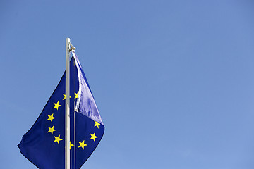 Image showing Flag of European Union on a flagpole