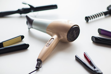 Image showing hairdryer, hot styling and curling irons