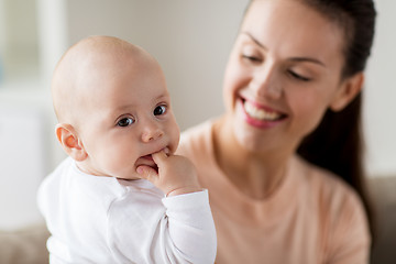 Image showing happy mother with little baby boy at home