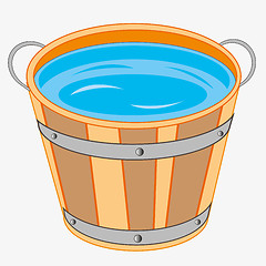 Image showing Wooden pail with water