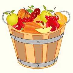 Image showing Bucket with fruit and berry