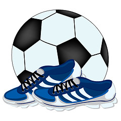 Image showing Soccer ball and atheletic footwear