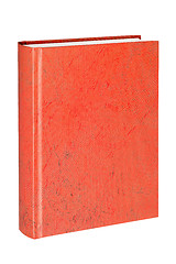 Image showing standing closed red book in white background