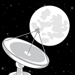 Image showing Satellite dish and moon