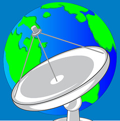 Image showing Satellite dish and planet land