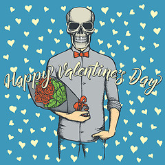 Image showing Vector skull with flowers celebrating Valentines Day