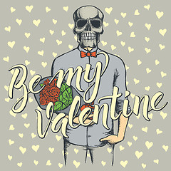 Image showing Vector skull with flowers celebrating Valentines Day