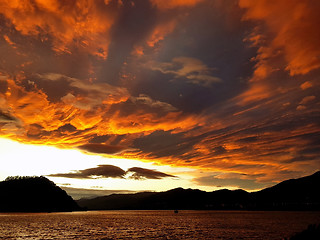 Image showing Orange sky sunset