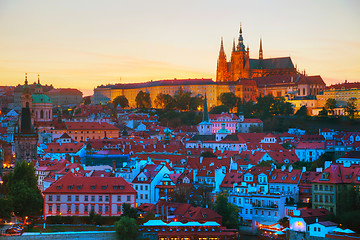 Image showing Overview of Prague with St Vitus Cathedral