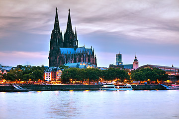 Image showing Cologne overview after sunset