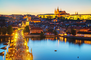 Image showing Overview of Prague with St Vitus Cathedral