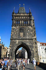 Image showing PRAGUE, CZECH REPUBLIC - AUGUST 24, 2016: People walking and loo