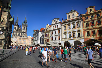 Image showing PRAGUE, CZECH REPUBLIC - AUGUST 24, 2016: People walking and loo