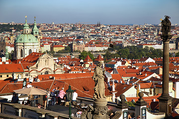 Image showing PRAGUE, CZECH REPUBLIC - AUGUST 24, 2016: People walking and loo