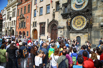 Image showing PRAGUE, CZECH REPUBLIC - AUGUST 23, 2016: People walking and loo