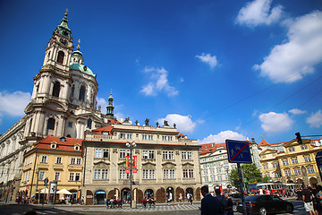 Image showing PRAGUE, CZECH REPUBLIC - AUGUST 24, 2016: People walking and loo