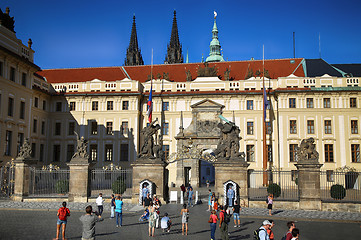 Image showing PRAGUE, CZECH REPUBLIC - AUGUST 24, 2016: People walking and loo