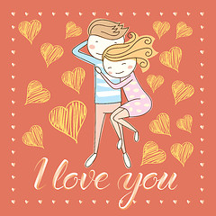 Image showing Vector couple celebrating Valentine Day