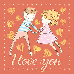 Image showing Vector couple celebrating Valentine Day