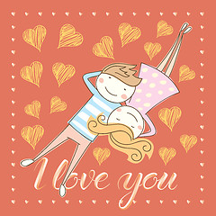 Image showing Vector couple celebrating Valentine Day