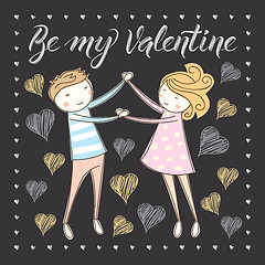 Image showing Vector couple celebrating Valentine Day