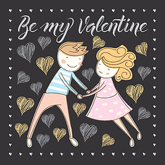 Image showing Vector couple celebrating Valentine Day