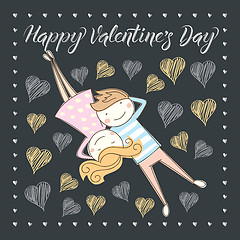 Image showing Vector couple celebrating Valentine Day