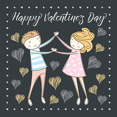 Image showing Vector couple celebrating Valentine Day