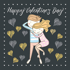 Image showing Vector couple celebrating Valentine Day
