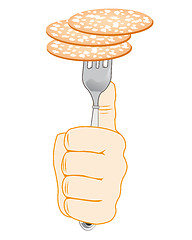 Image showing Fork with sausage