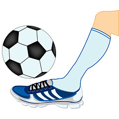 Image showing Leg of the soccer player with ball