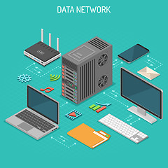 Image showing Data Network Isometric Concept