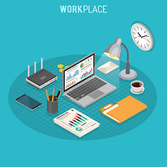 Image showing Workplace Isometric Concept