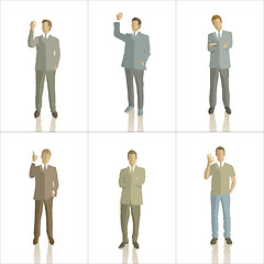 Image showing Vector silhouettes of business people color