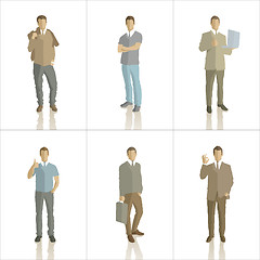 Image showing Vector silhouettes of business people color