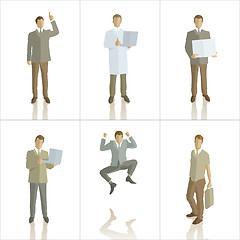Image showing Vector silhouettes of business people color