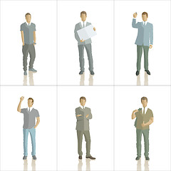 Image showing Vector silhouettes of business people color