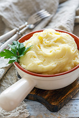 Image showing Homemade mashed potatoes with butter.