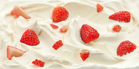 Image showing whipped cream with strawberries