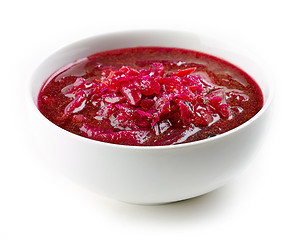 Image showing bowl of beet root soup borsch