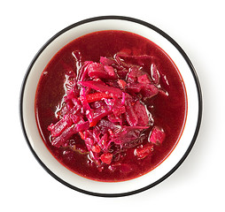 Image showing bowl of beet root soup borsch