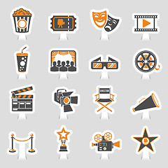 Image showing Cinema and Movie sticker Icons Set