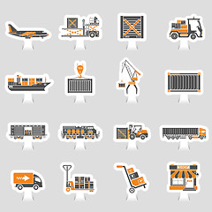 Image showing Cargo Transport and Packaging two color sticker set