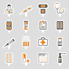 Image showing Medical sticker icons set