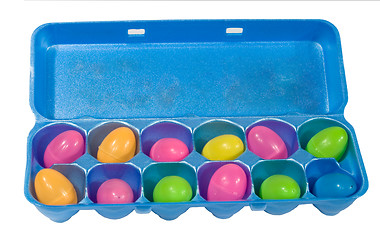 Image showing Plastic Eggs in Egg Carton