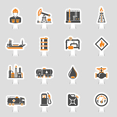 Image showing Oil Industry Icons Sticker Set