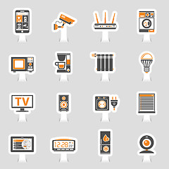 Image showing Smart House and internet of things sticker icons set