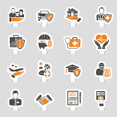 Image showing Insurance Icons Sticker Set
